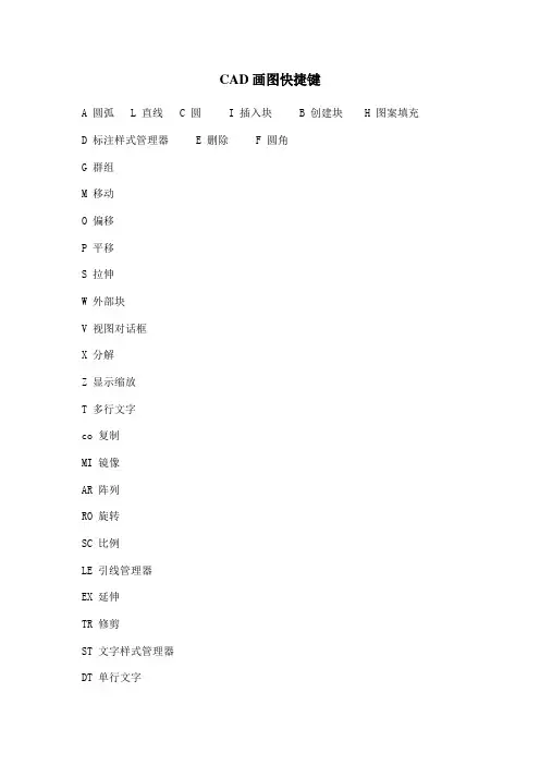 CAD画图快捷键