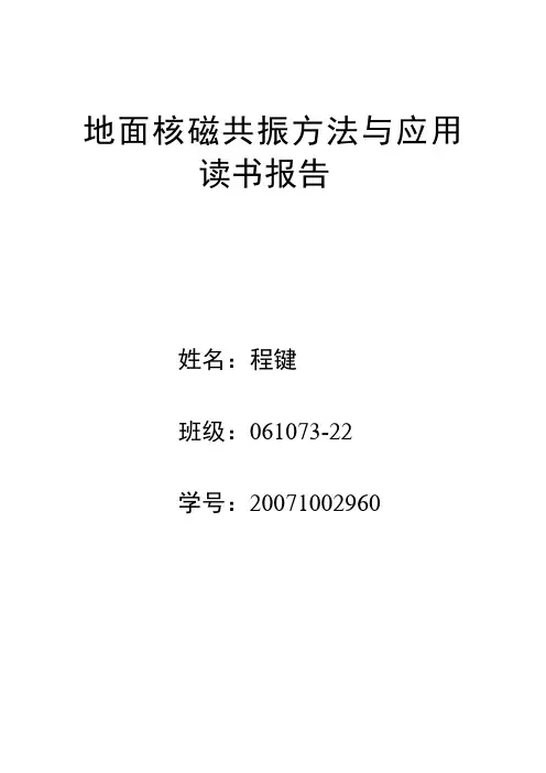 地面核磁共振方法与应用读书报告