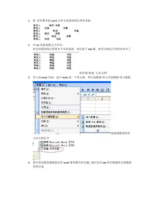 word或txt数据导入excel方法