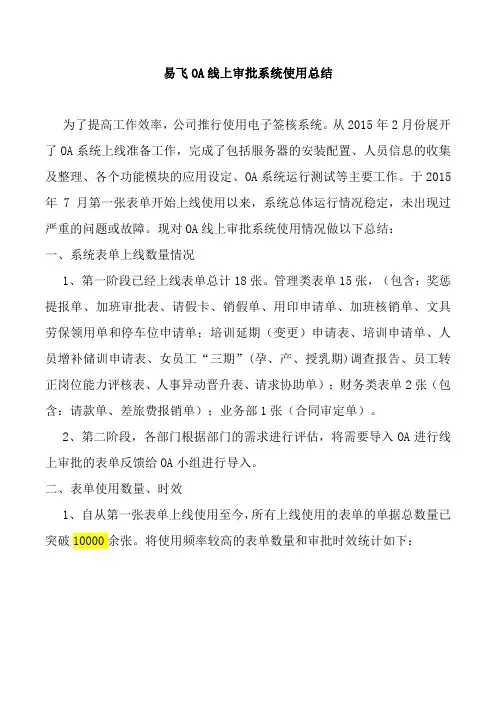 OA工作流使用成效总结报告