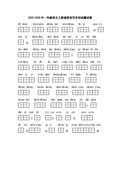 2019-2020年一年级语文上册读拼音写字词试题试卷