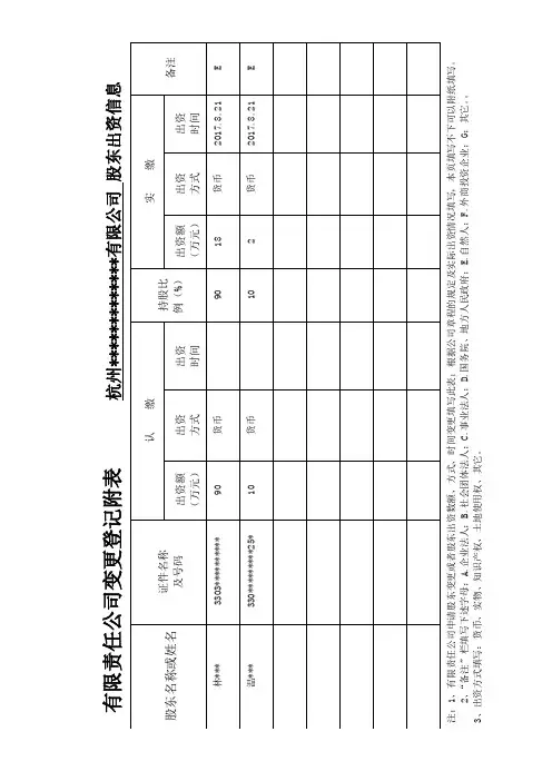 股东出资信息表2