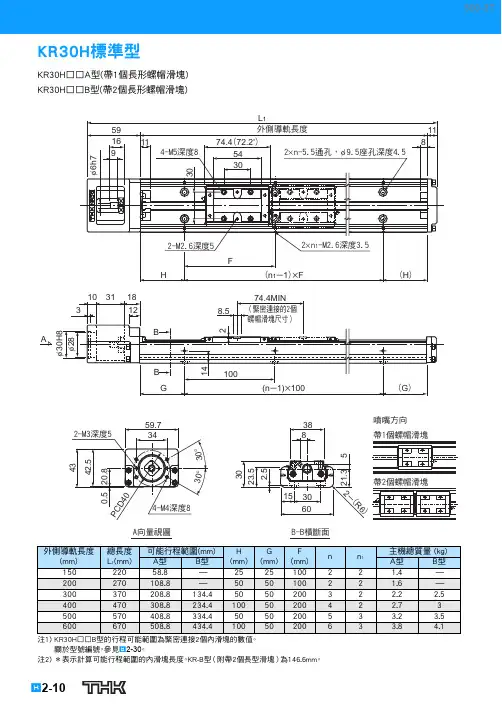 LM导轨引动器(全滚珠)KR30H长形螺帽滑块AB型(带防尘盖)