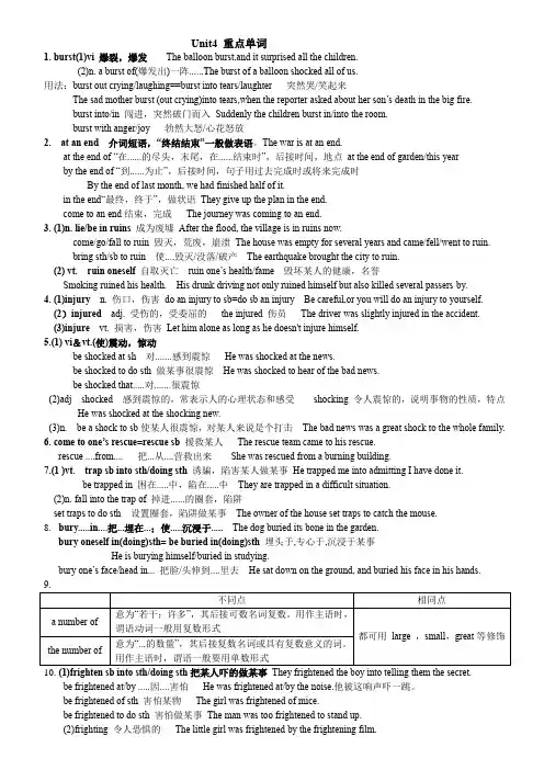 必修一 unit 4 单词