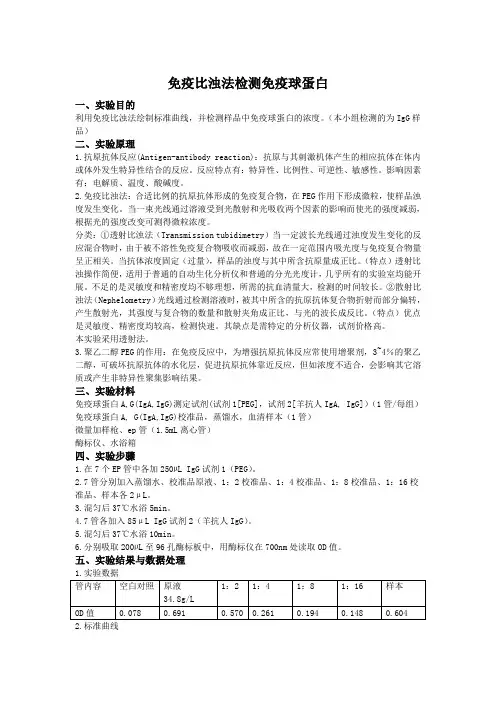 免疫比浊法检测免疫球蛋白