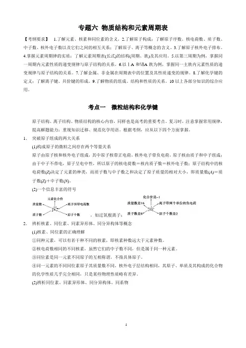 2015高考化学二轮复习 专题6 物质结构和元素周期律 -含答案