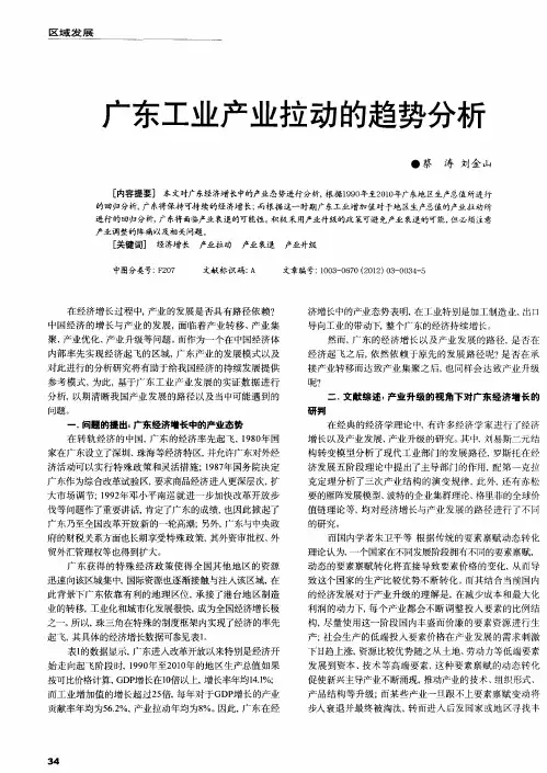 广东工业产业拉动的趋势分析