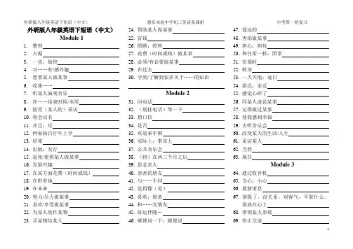 外研版八年级英语下短语(中文)