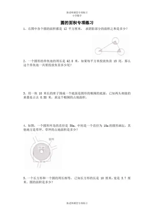 圆的面积专项练习