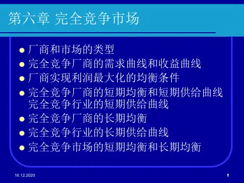 经典：第六章-完全竞争市场