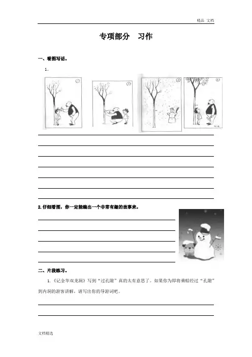 四年级下册语文专项复习练-习作-北师大版