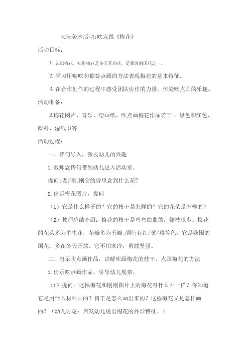 大班美术 吹点画  梅花