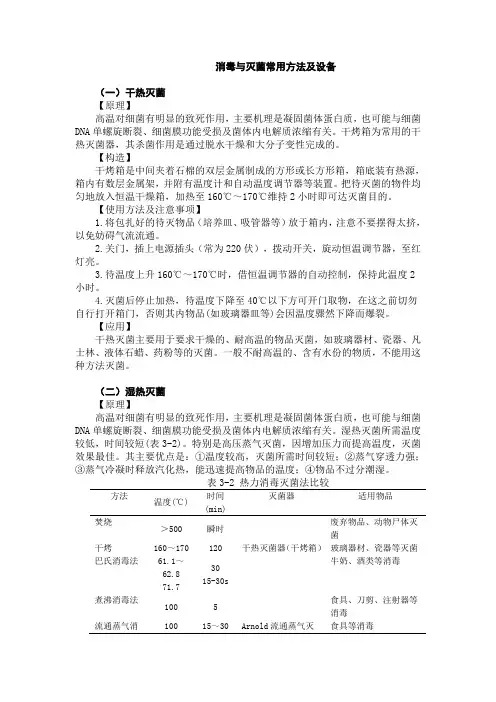 消毒与灭菌常用方法及设备