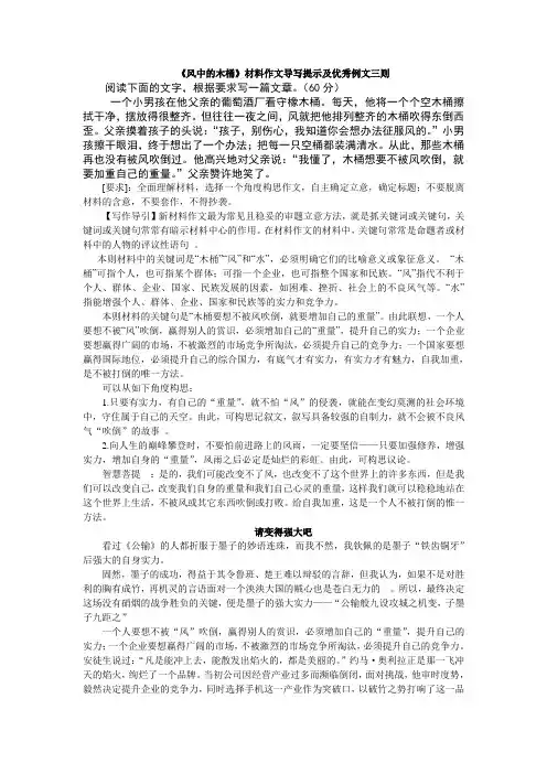 《风中的木桶》材料作文导写提示