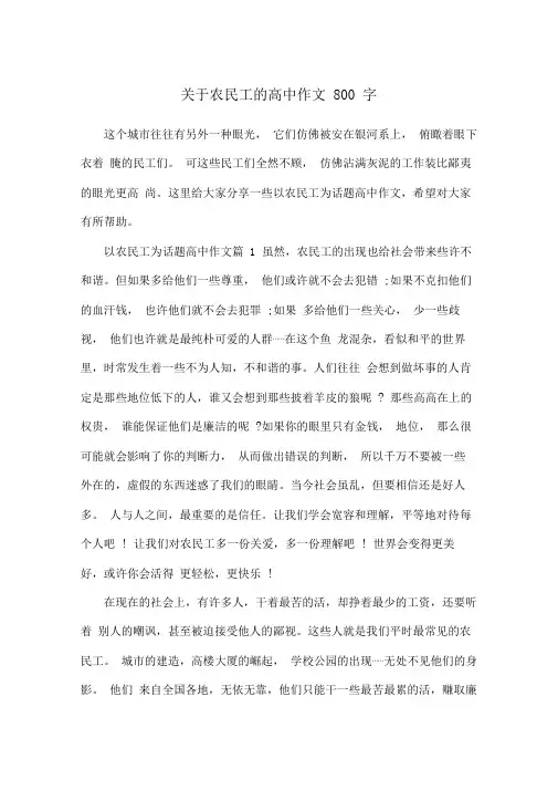 关于农民工的高中作文800字