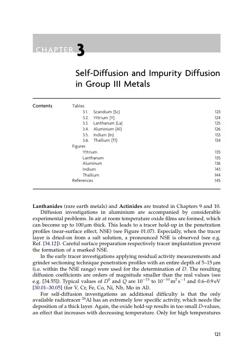 Chapter 3 Self-Diffusion and Impurity Diffusion in Group III Metals