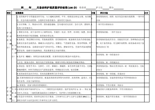 急诊科护理质量评价标准