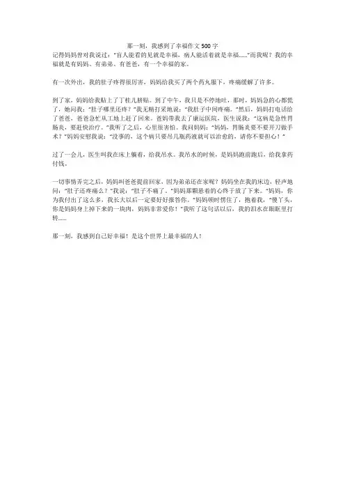 那一刻,我感到了幸福作文500字(高分作文)