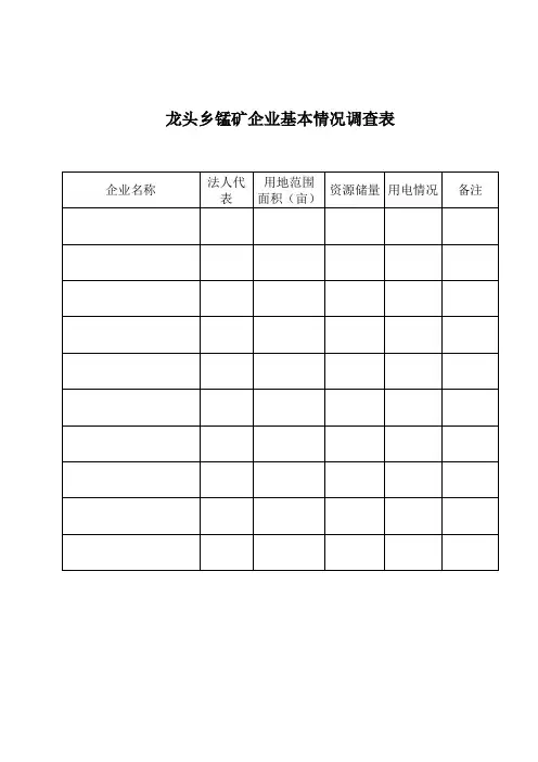 龙头乡锰矿企业基本情况表