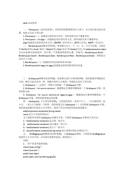 JAVA布局管理