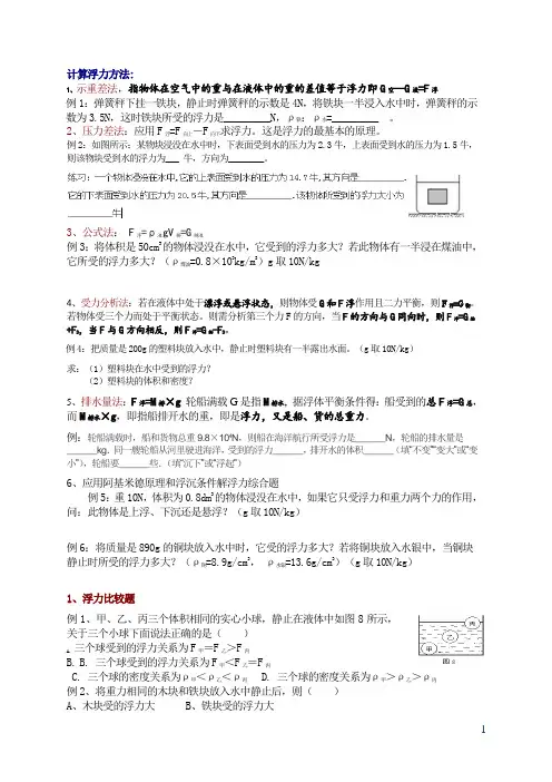 计算浮力方法