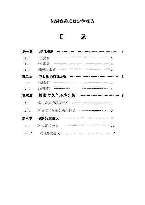 某地块项目定位报告