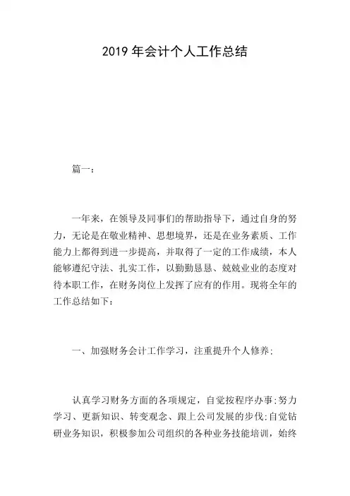 2019年会计个人工作总结