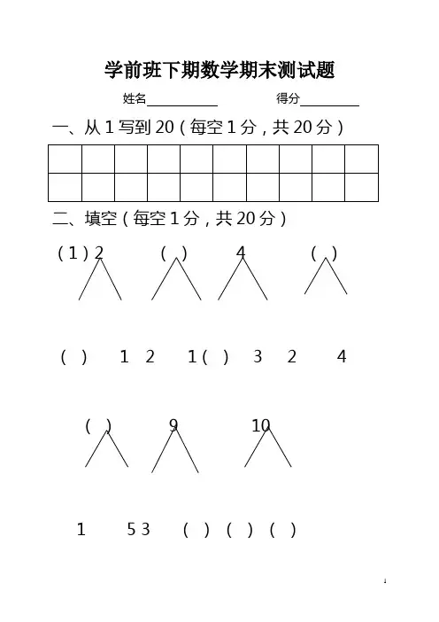 学前班下数学试题