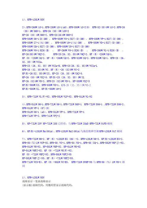 海信科龙空调最新定速机型故障代码