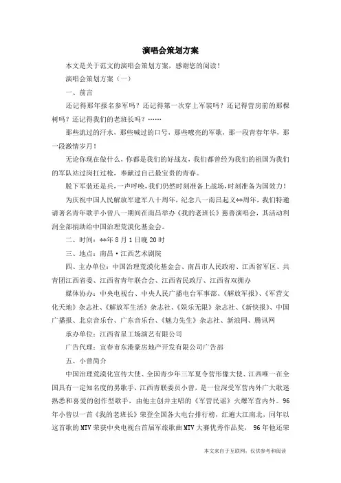演唱会策划方案_范文