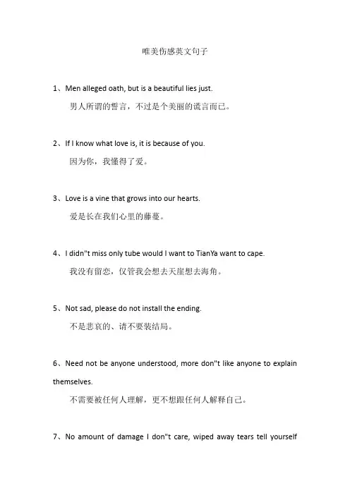 唯美伤感英文句子