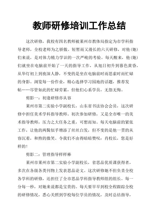 教师研修培训工作总结