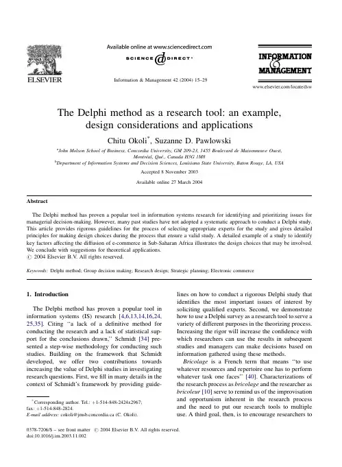 The Delphi method as a research tool,an example