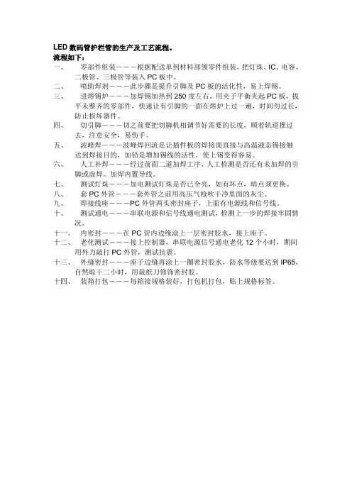 LED数码管、护栏管生产流程