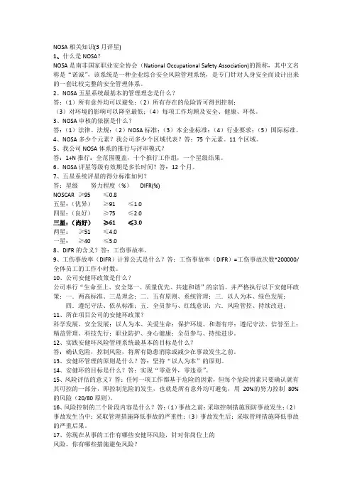 NOSA相关知识(3月评星)