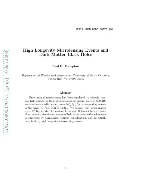 High Longevity Microlensing Events and Dark Matter Black Holes
