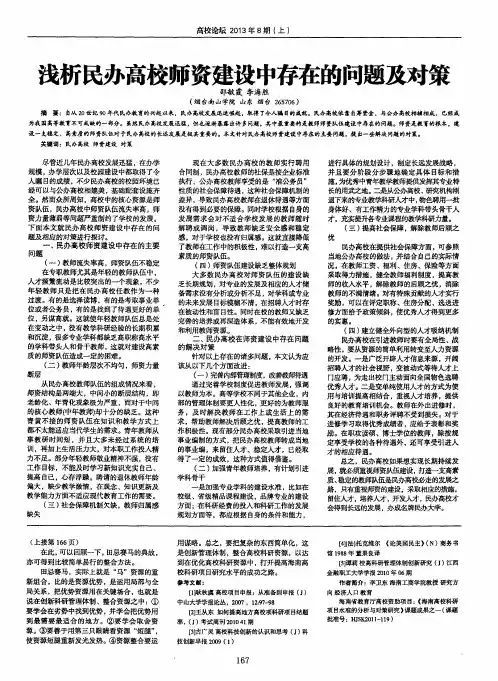 浅析民办高校师资建设中存在的问题及对策