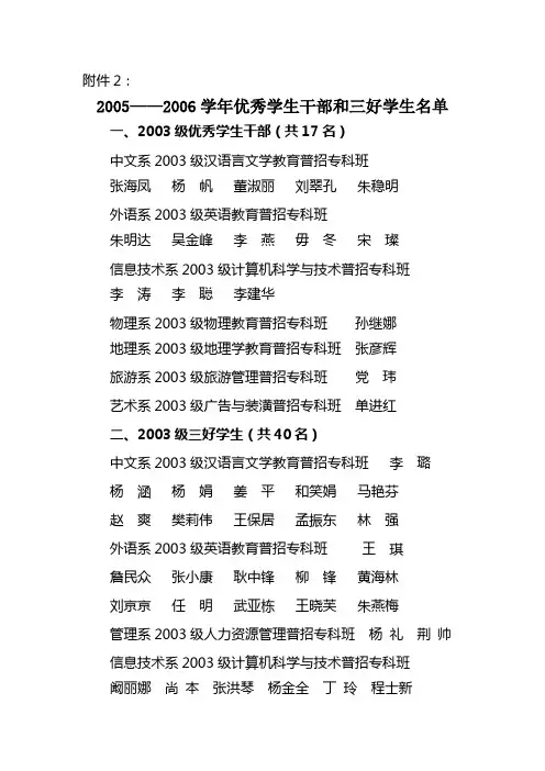 旅游系2003级旅游管理普招专(精)
