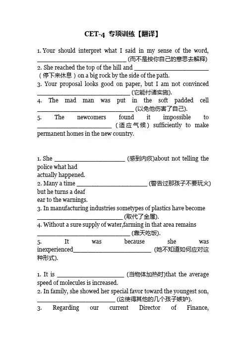 CET-4 专项训练【翻译】