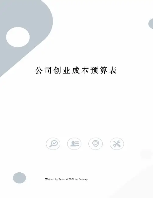 公司创业成本预算表 2