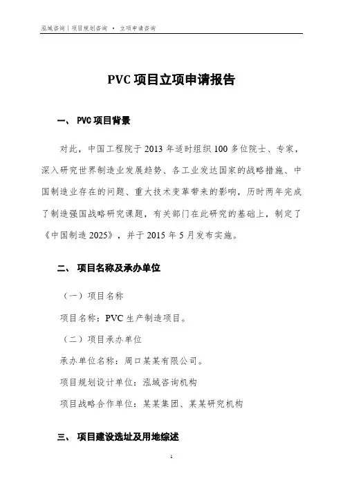 PVC项目立项申请报告