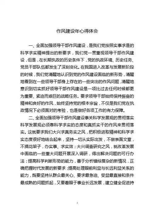 作风建设年心得体会