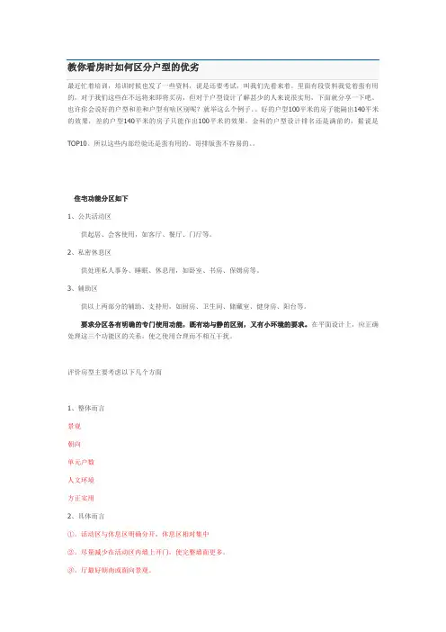 教你看房时如何区分户型的优劣
