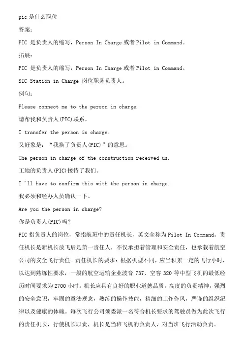 pic是什么职位