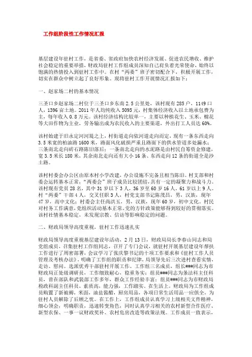 工作组阶段性工作情况汇报
