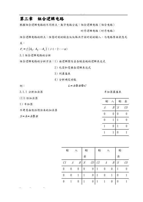 数字电子技术讲义第三章组合逻辑电路 2