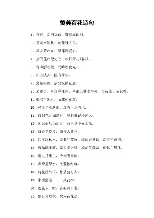 赞美荷花诗句