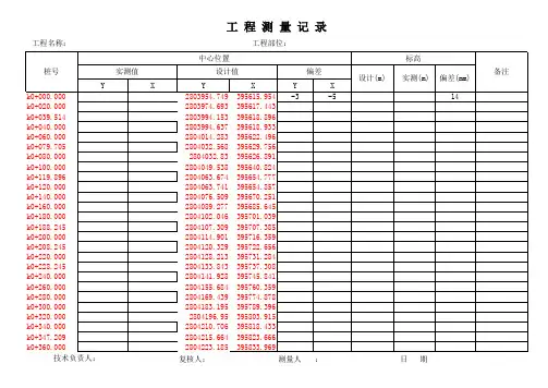 道路工程测量记录