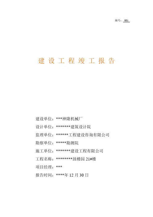 工程竣工报告(范本)