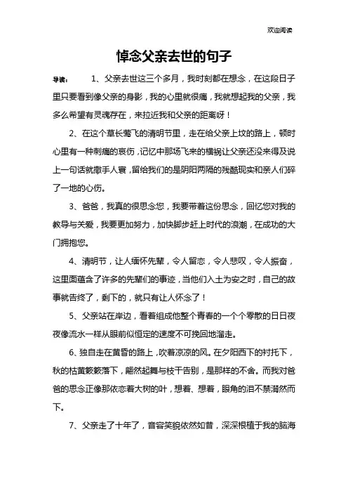 悼念父亲去世的句子